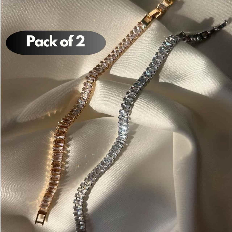 Emerald Diamond Tennis Bracelet Pack of 2